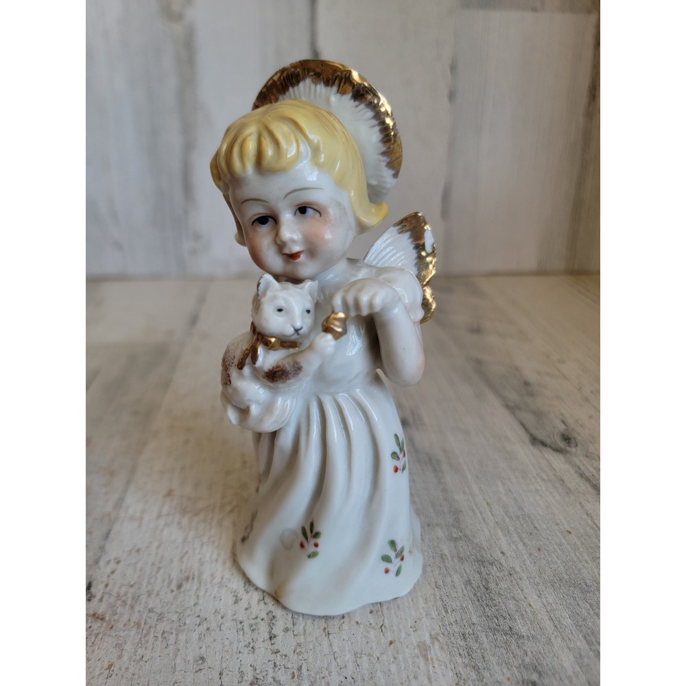 Lenwile Angel vintage cherub cat porcelain religious unique Xmas home